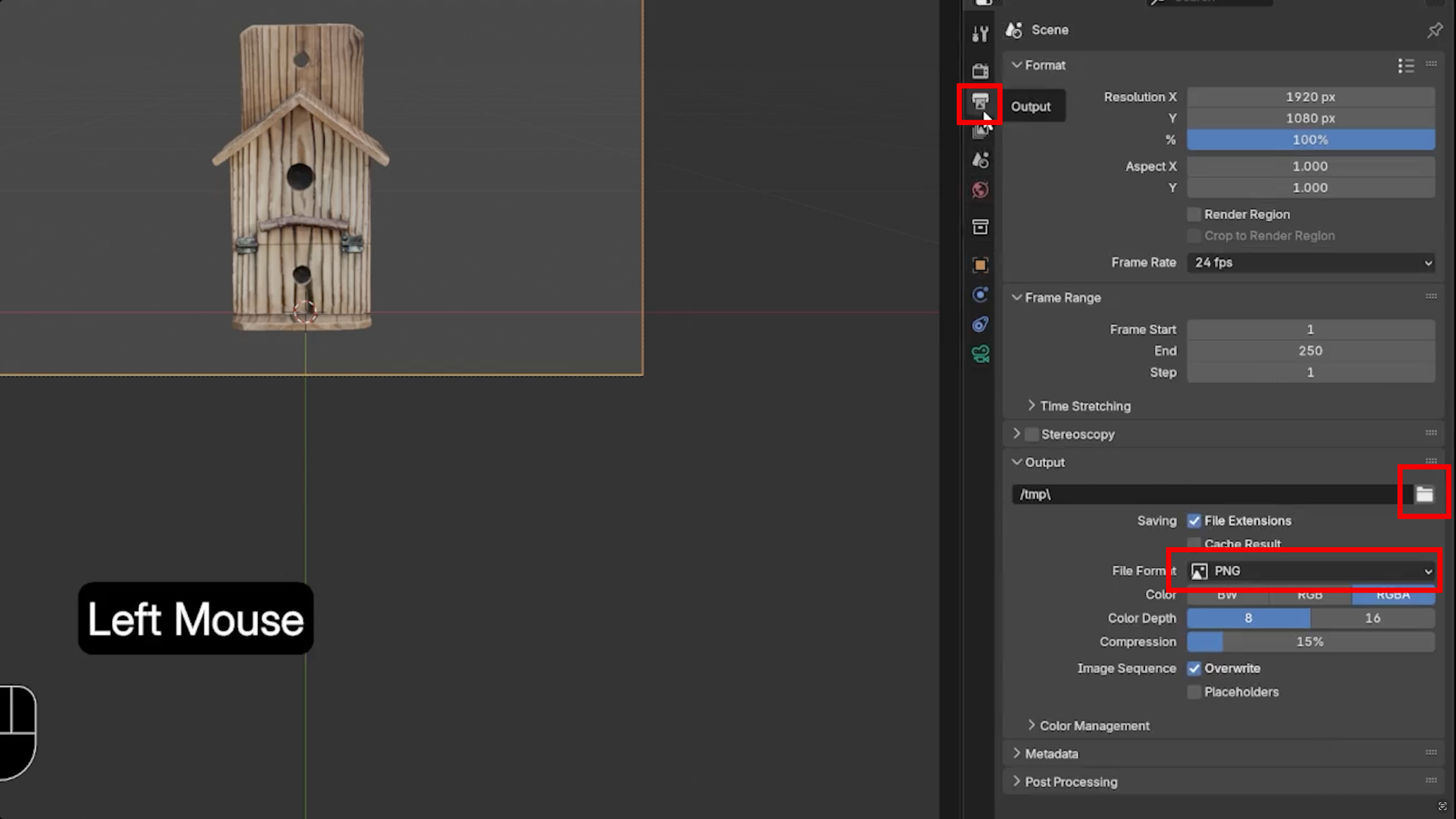 Set up the save location and format